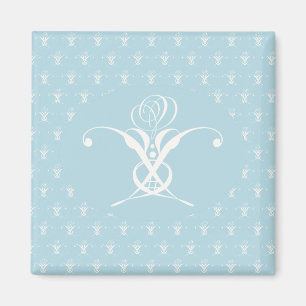 White Flower Pastel Blue Easter Magnet