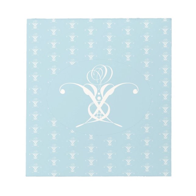 White Flower Pastel Blue Easter Notepad (Front)