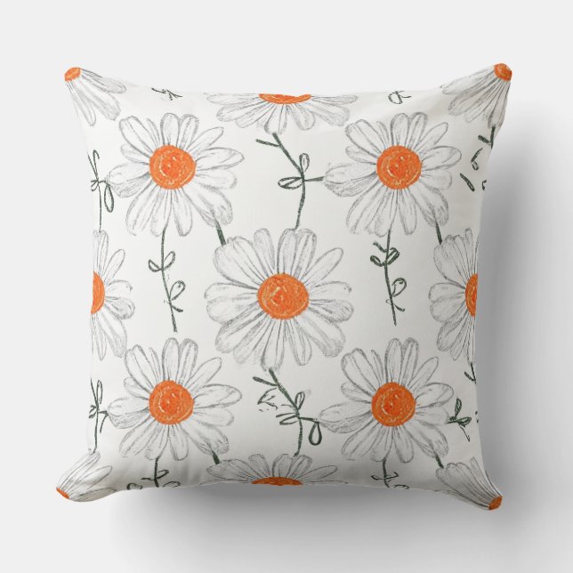white flower pattern cushion pillow (Front)