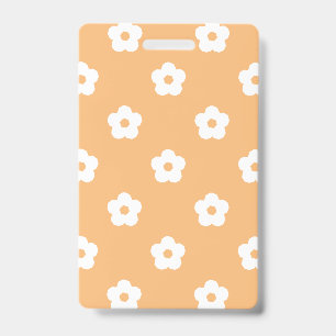 White Flower Pattern ID Badge
