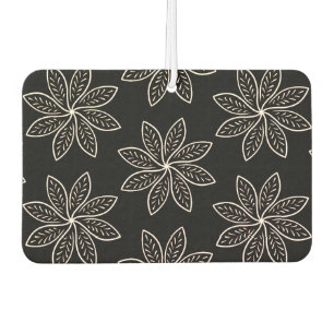 White Flower Pattern on Black Car Air Freshener