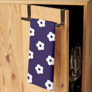 White Flower Pattern Tea Towel