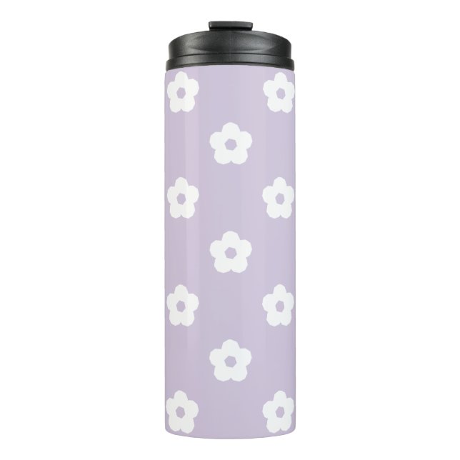 White Flower Pattern Thermal Tumbler (Front)