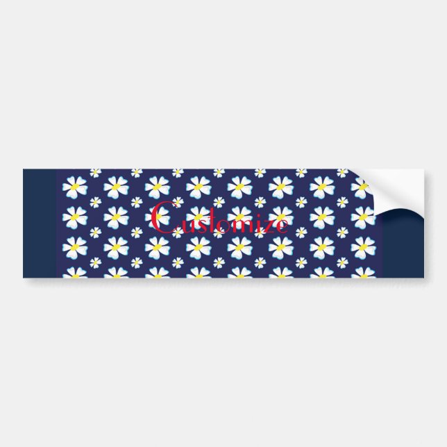 White Flower Pattern Thunder_Cove Bumper Sticker (Front)