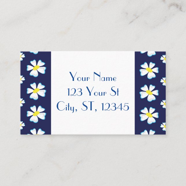 White Flower Pattern Thunder_Cove Business Card (Front)