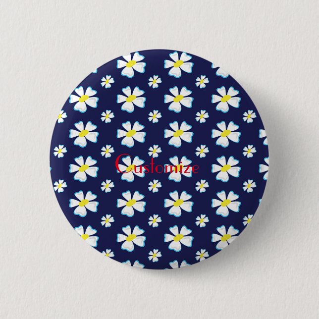 White Flower Pattern Thunder_Cove Button (Front)