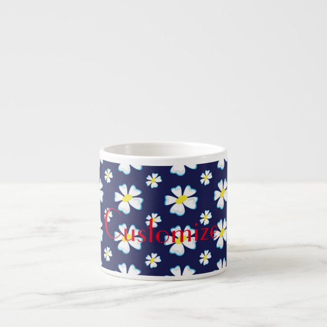 White Flower Pattern Thunder_Cove  Espresso Cup (Front)