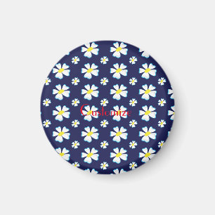 White Flower Pattern Thunder_Cove Magnet