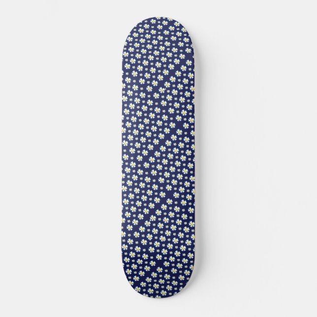 White Flower Pattern Thunder_Cove Skateboard (Front)