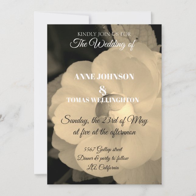 White Flower Photo  Wedding Invitation (Front)