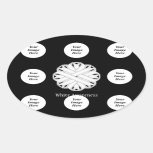 White Flower Ribbon Template by Kenneth Yoncich Oval Sticker