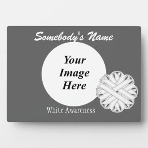White Flower Ribbon Template Plaque