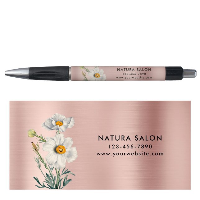 White Flower Salon Business Promotional Rose Gold  (White Flower Salon Business Promotional Rose Gold Pen)