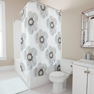 White flower shower curtain