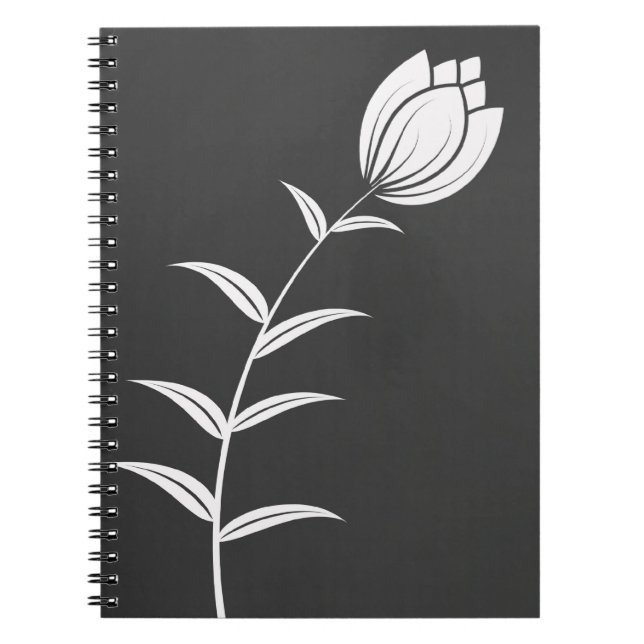 White Flower Spiral Notebook (Front)