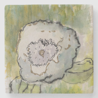 White flower stone coaster