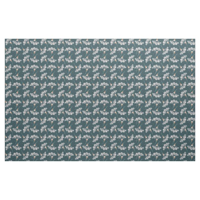 White Flower Teal Fabric (Fat Quarter)
