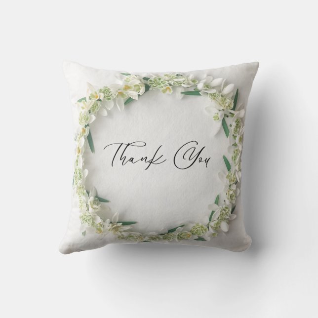 White Flower Thank You Cushion (Back)