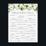 White Flower Wedding Advice Cards with Greenery<br><div class="desc">Our white flower fill in the blank wedding advice cards are a fun activity to have a wedding reception or bridal shower. You can change the heading wording if you would like by using Zazzle's "Personalise this template" tool. Be sure to check out our large selection of coordinating items by...</div>