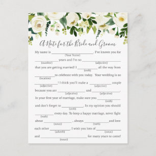 White Flower Wedding Advice Cards with Greenery