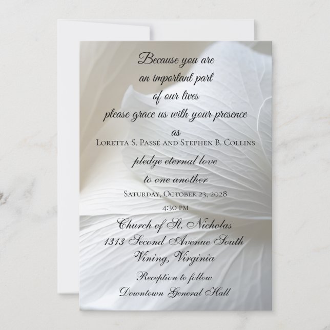 White Flower Wedding Invitation (Front)