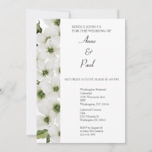 White Flower Wedding Invitation