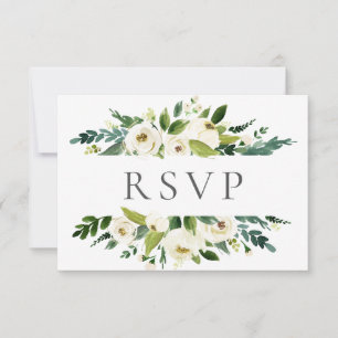 White Flower Wedding RSVP Cards with Song Request