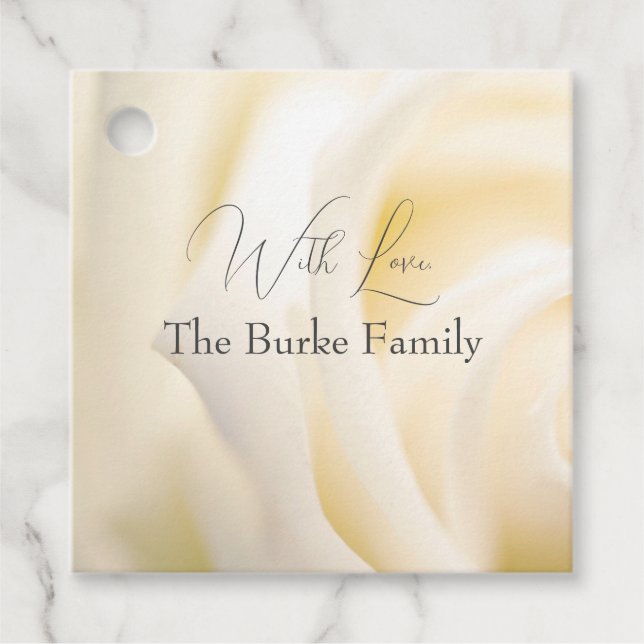 White Flower "With Love" Favour Tag (Front)