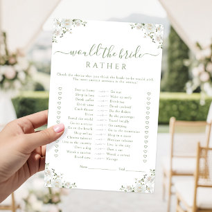 White Flower Would she rather Bridal Shower Game