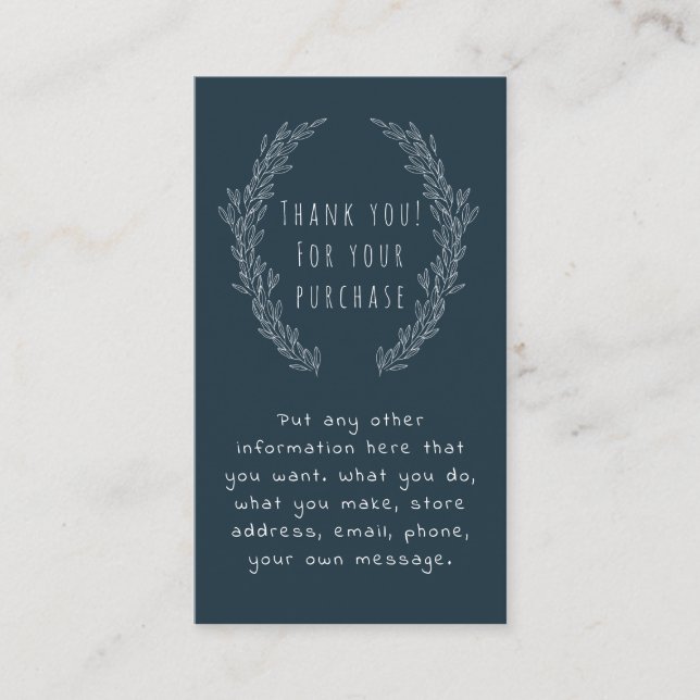 White flower wreath insert Card, customer orders (Front)