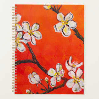 White flowering branch in spring  planner