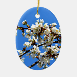 White flowering spring tree white floral blossom  ceramic tree decoration