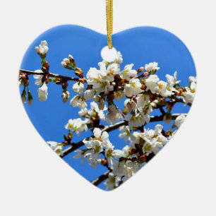 White flowering spring tree white floral blossom  ceramic tree decoration