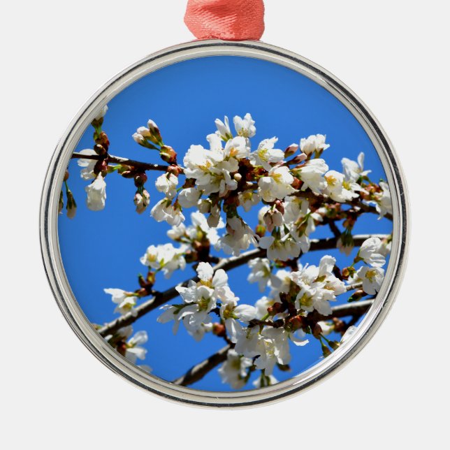 White flowering spring tree white floral blossom  metal tree decoration (Front)