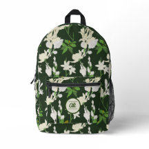 White flowers 1 dark green background