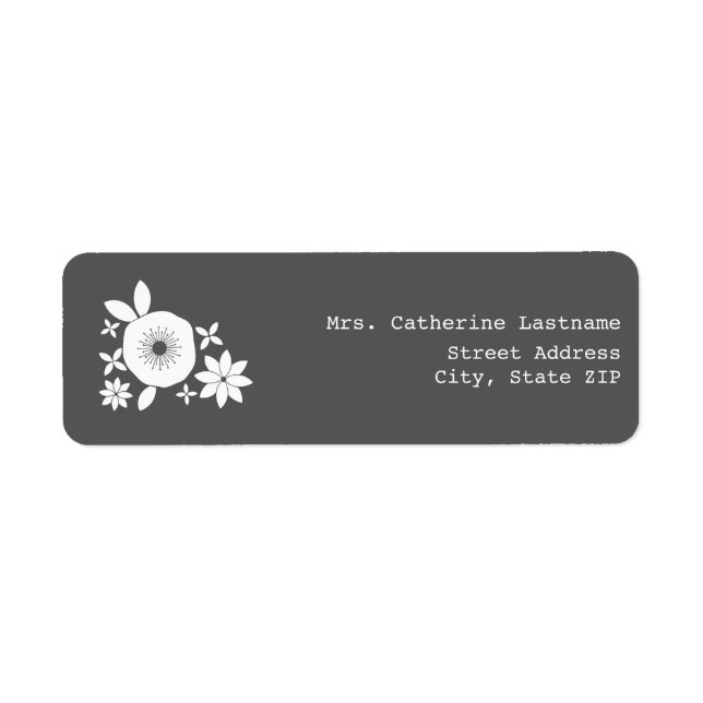 White Flowers Address Label Sticker (Front)