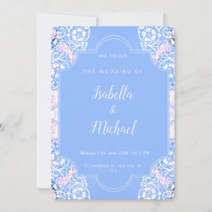 White flowers and blooming sakura / Wedding   Invitation