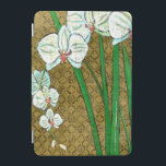 White Flowers and Green Stems on Brown Border iPad Mini Cover<br><div class="desc">White flowers hang off green stems in this piece by Chariklia Zarris. Set against a tan background and surrounded by a brown border this is a simple but elegant painting. Add it to your home and enjoy the beauty!</div>