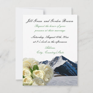 White Flowers and Mountains Wedding Invitation