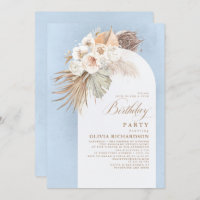 White Flowers and Pampas Grass Boho Birthday