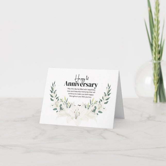White Flowers Anniversary Card (Front)