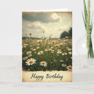 White Flowers Birthday Card