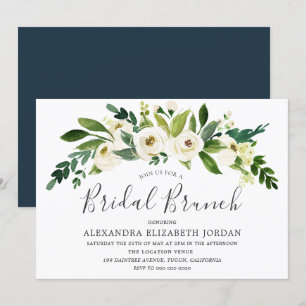 White Flowers Blooming Bridal Brunch Invitation