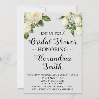 White Flowers | Bridal Shower  Invitation