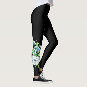 white flowers corsage leaves nature floral  black leggings