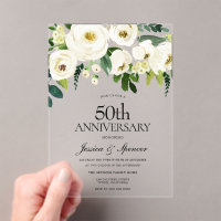 White Flowers & Cream 50th Wedding Anniversary