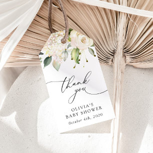 White Flowers, Cream Flowers, Boho, Baby Shower Gift Tags