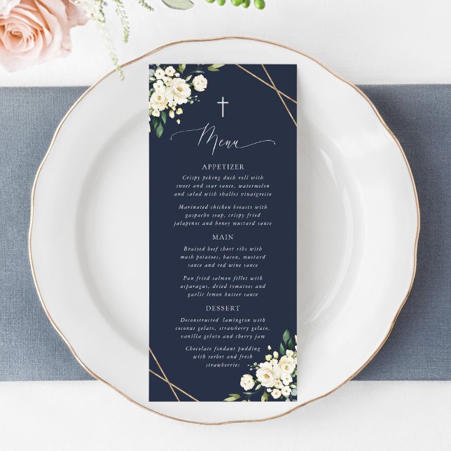 White Flowers, Cream Flowers, Boho, Baptism Menu (Creator Uploaded)