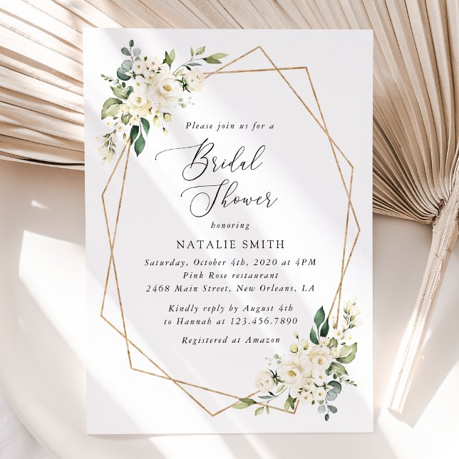 White Flowers, Cream Flowers, Boho, Bridal Shower Invitation (Creator Uploaded)