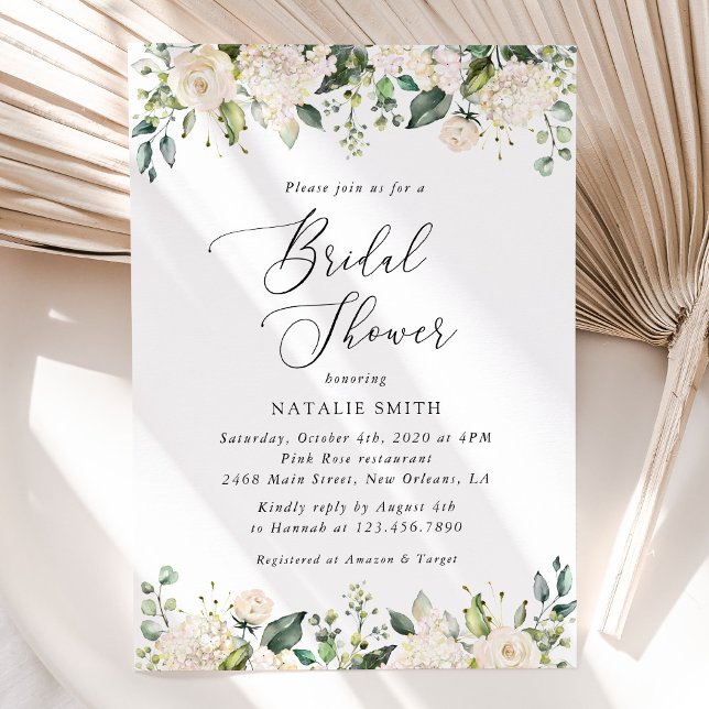 White Flowers, Cream Flowers, Boho, Bridal Shower Invitation (Creator Uploaded)